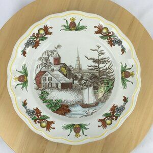 Spode Fair Haven 10.5" Dinner Plate with Yellow Trim England Pattern #S3389C